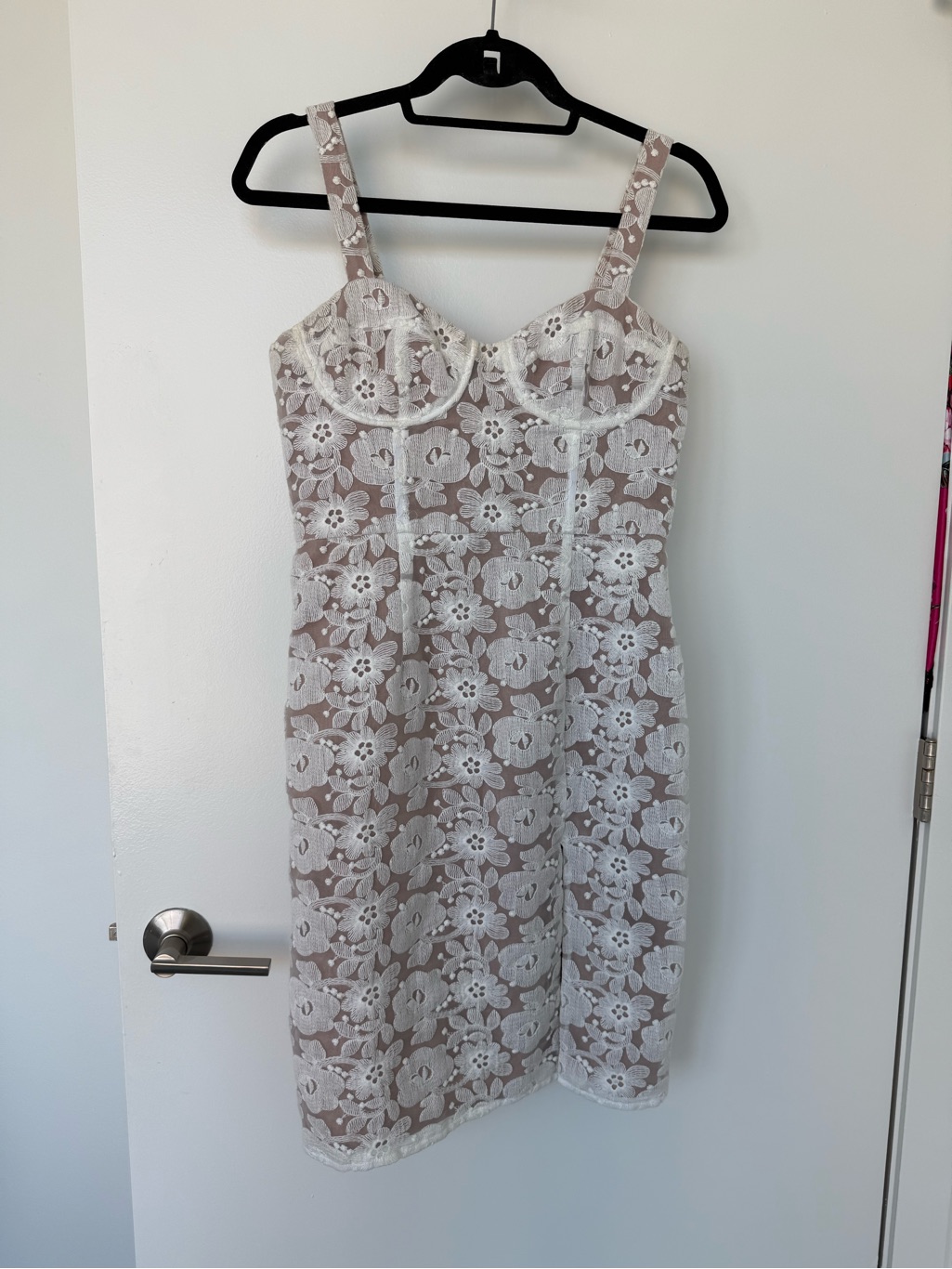 Hutch Beige And White Lace Strap Dress